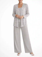 Abigail - Women's Sequin Jacket & Wide-Leg Pant Set