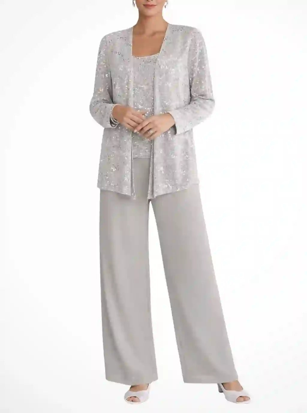 Abigail - Women's Sequin Jacket & Wide-Leg Pant Set