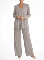Abigail - Women's Sequin Jacket & Wide-Leg Pant Set