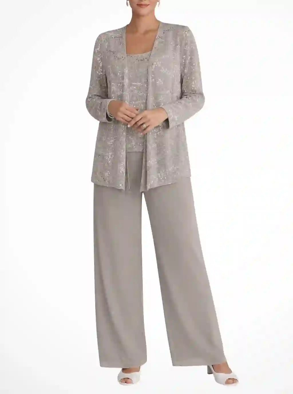 Abigail - Women's Sequin Jacket & Wide-Leg Pant Set