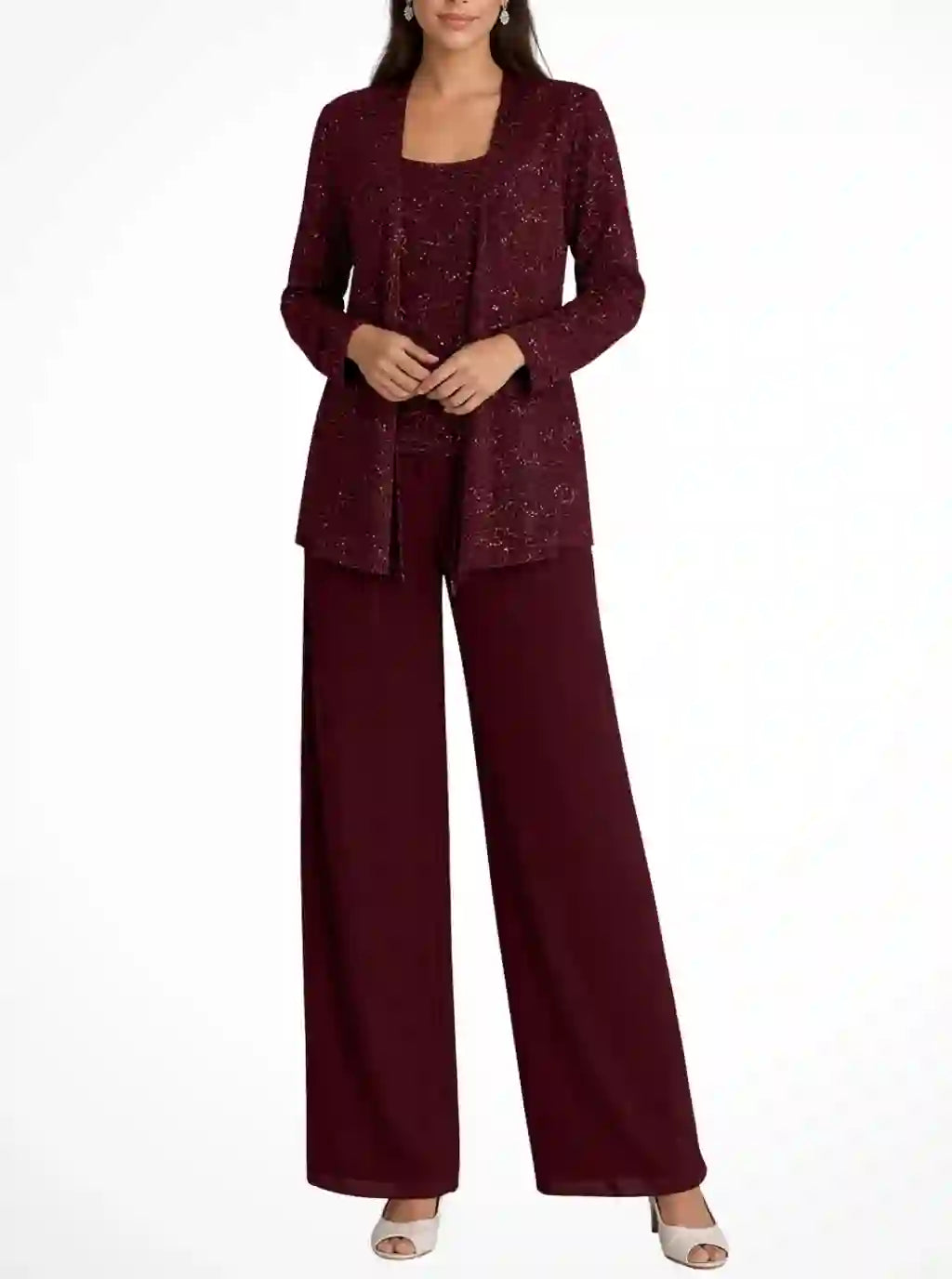 Abigail - Women's Sequin Jacket & Wide-Leg Pant Set