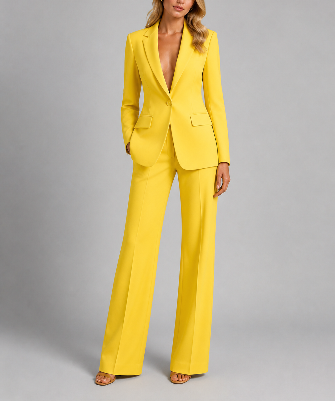 Anayah - Women's Notch-Lapel Tailored Blazer & Wide-Leg Trouser Set