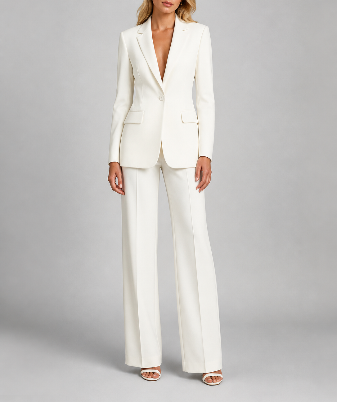 Anayah - Women's Notch-Lapel Tailored Blazer & Wide-Leg Trouser Set
