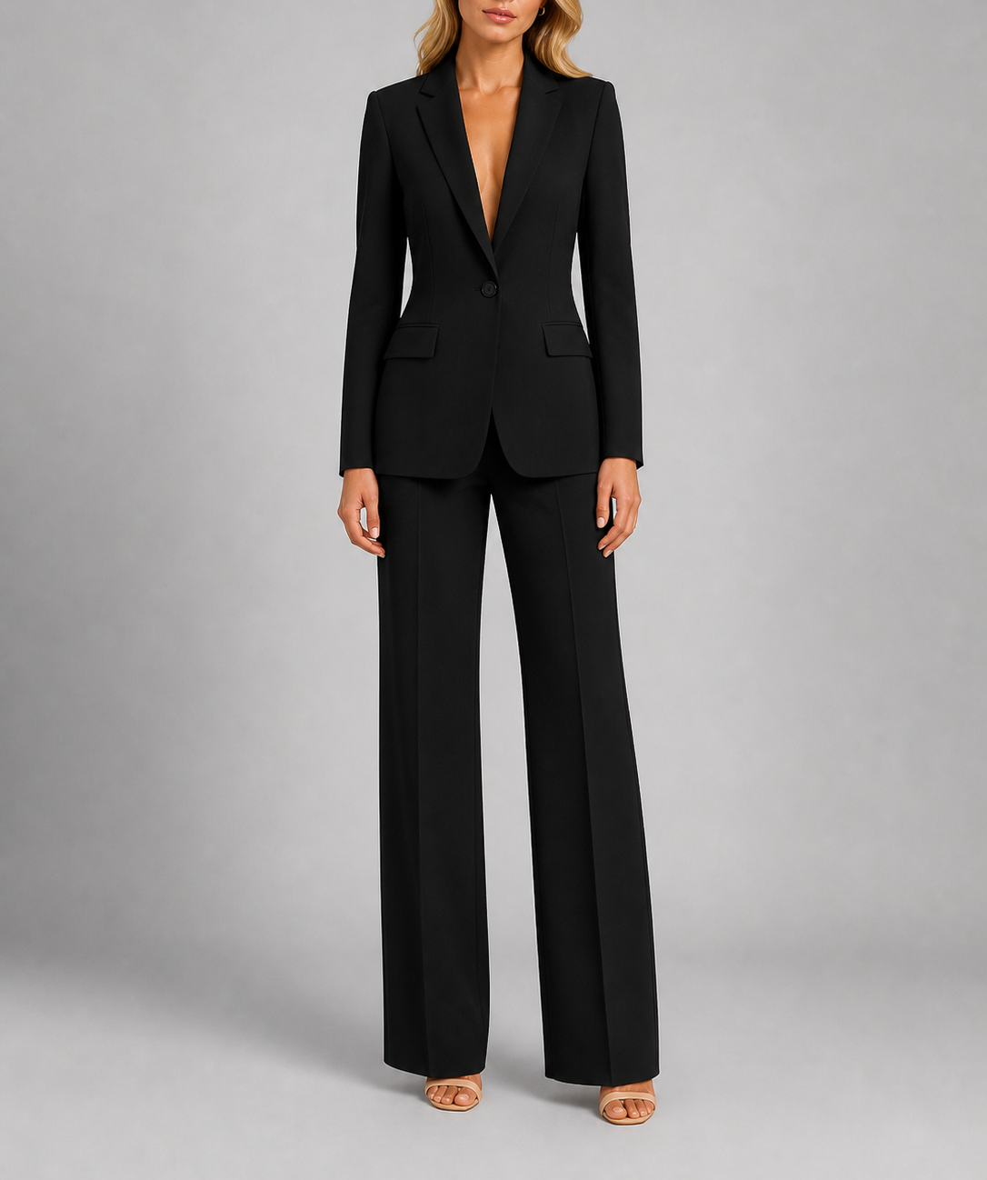 Anayah - Women's Notch-Lapel Tailored Blazer & Wide-Leg Trouser Set