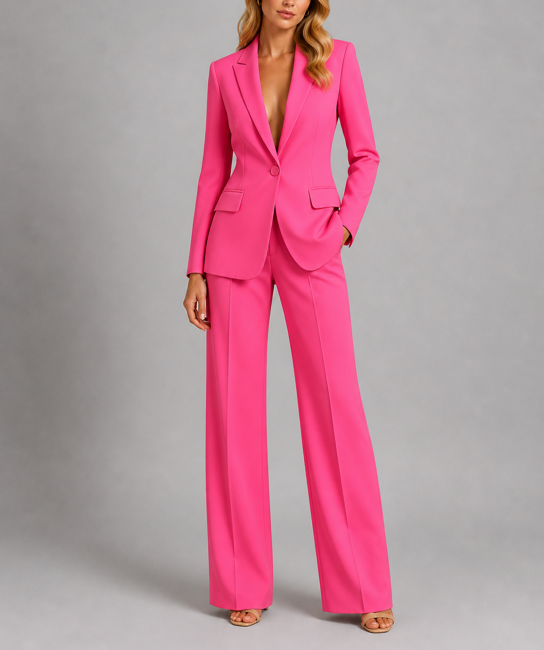 Anayah - Women's Notch-Lapel Tailored Blazer & Wide-Leg Trouser Set