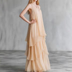 Arya - Women's Loose Fit Ruffle Chiffon Maxi Dress