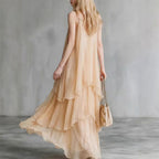 Arya - Women's Loose Fit Ruffle Chiffon Maxi Dress