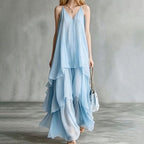 Arya - Women's Loose Fit Ruffle Chiffon Maxi Dress