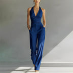 Avery - Women's Sleeveless V-Neck Wide-Leg White Jumpsuit