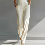 Avery - Women's Sleeveless V-Neck Wide-Leg White Jumpsuit