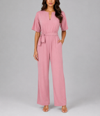 Celeste - Women's Wide-Leg Tie-Waist Jumpsuit