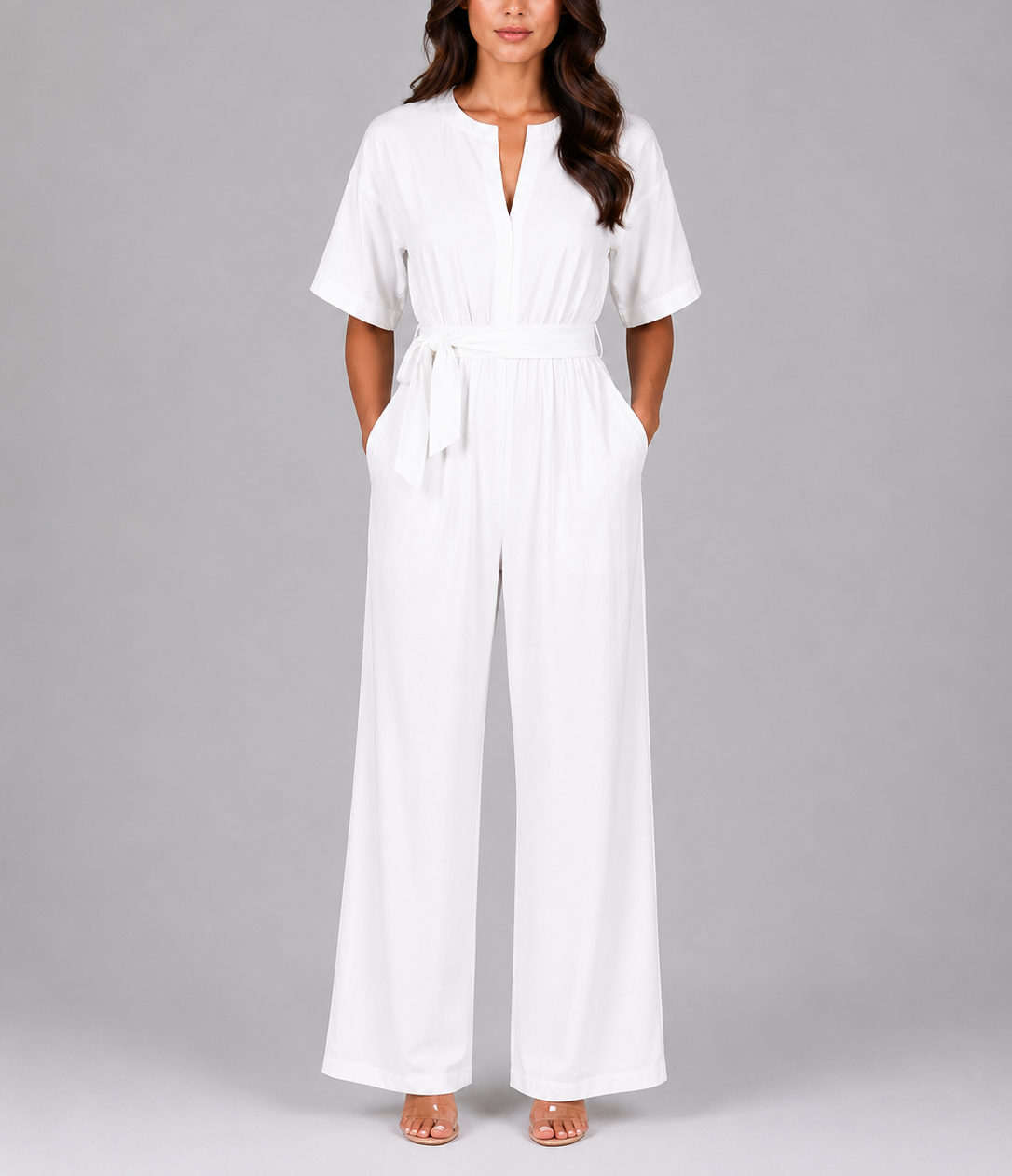 Celeste - Women's Wide-Leg Tie-Waist Jumpsuit