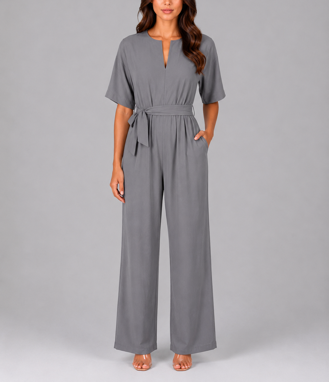 Celeste - Women's Wide-Leg Tie-Waist Jumpsuit