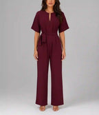Celeste - Women's Wide-Leg Tie-Waist Jumpsuit