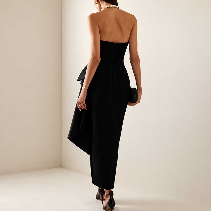 Clara - Women's Strapless Sweetheart Draped Dress