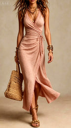 Daphne - Women's Sleeveless Wrap Tie Maxi Dress