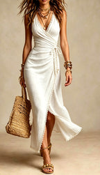 Daphne - Women's Sleeveless Wrap Tie Maxi Dress