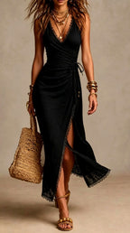 Daphne - Women's Sleeveless Wrap Tie Maxi Dress