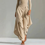 Davina - Women's Ribbed Boat Neck Top & Draped Pants Set