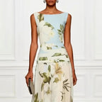 Dorothy - Women's Floral Boat Neck Maxi Dress