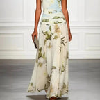 Dorothy - Women's Floral Boat Neck Maxi Dress