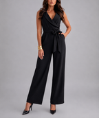 Evelyn - Women's Sleeveless Wrap Jumpsuit with Tie Waist