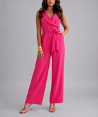 Evelyn - Women's Sleeveless Wrap Jumpsuit with Tie Waist