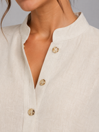 Hazel - Women's Button-Front Linen Tunic and Wide-Leg Trousers Set