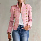Ivana - Women's Military Style Gold Button Jacket