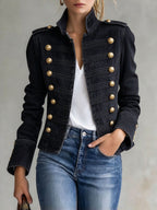 Ivana - Women's Military Style Gold Button Jacket