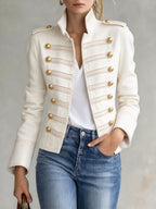 Ivana - Women's Military Style Gold Button Jacket