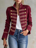 Ivana - Women's Military Style Gold Button Jacket