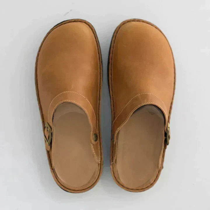 Sterling - Women's Buckle-Strap Leather Clogs
