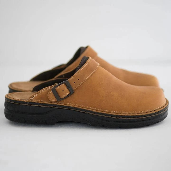 Sterling - Women's Buckle-Strap Leather Clogs