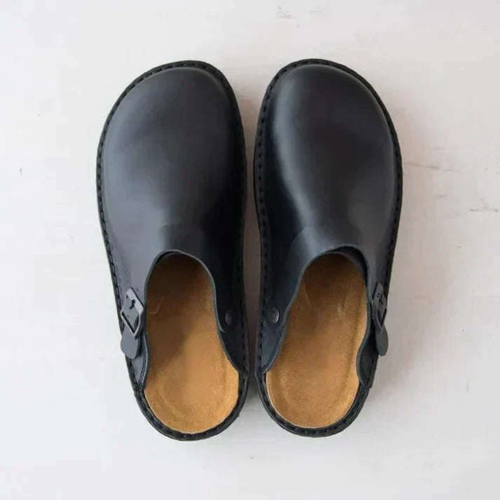Sterling - Women's Buckle-Strap Leather Clogs