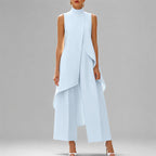 Lilah -  Women's Sleeveless High-Neck Tunic and Wide-Leg Pants Set