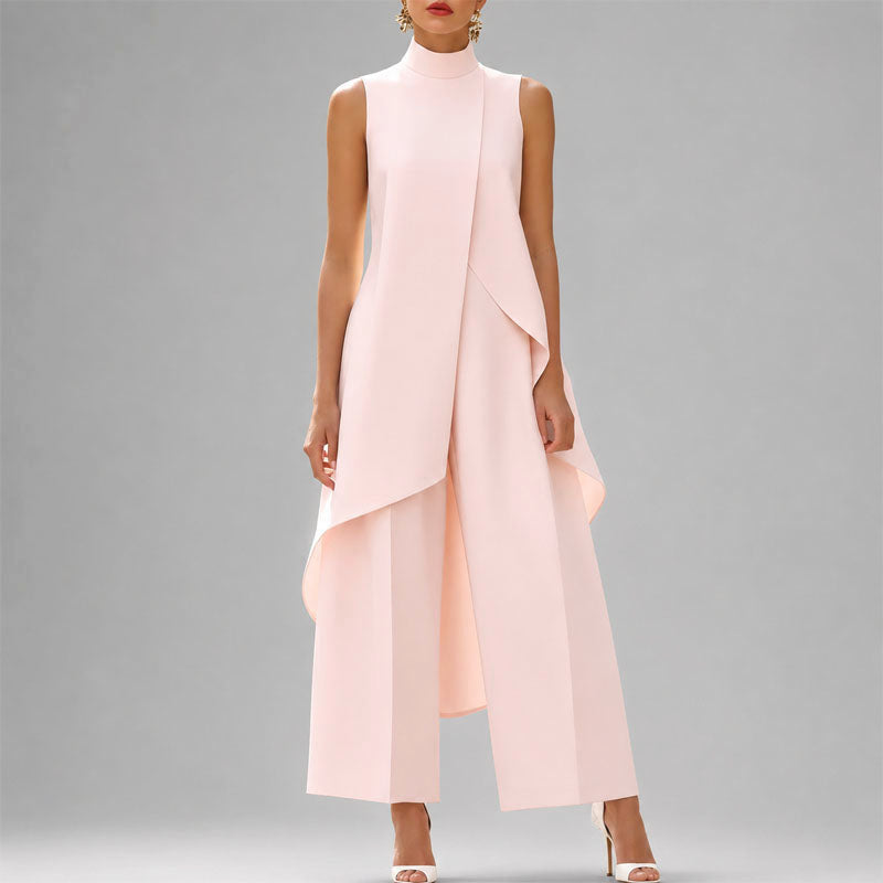 Lilah -  Women's Sleeveless High-Neck Tunic and Wide-Leg Pants Set