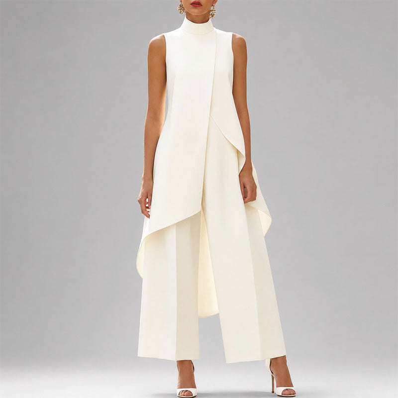 Lilah -  Women's Sleeveless High-Neck Tunic and Wide-Leg Pants Set