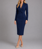Liora - Women's Double-Breasted Tailored Blazer Dress