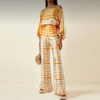Lorraine  - Women's Off-The-Shoulder Printed Two-Piece Jumpsuit Set