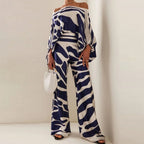 Lorraine  - Women's Off-The-Shoulder Printed Two-Piece Jumpsuit Set