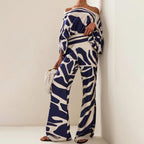 Lorraine  - Women's Off-The-Shoulder Printed Two-Piece Jumpsuit Set