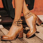 Matilda - Women's Buckle-Strap Block Heel Boots