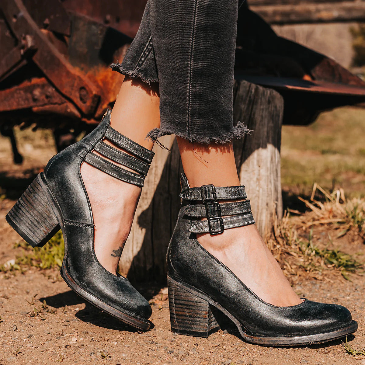Matilda - Women's Buckle-Strap Block Heel Boots