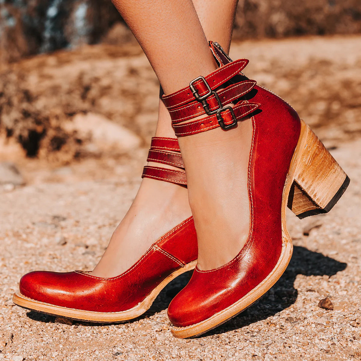 Matilda - Women's Buckle-Strap Block Heel Boots