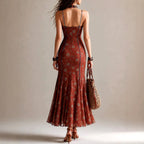 Megan - Women's Floral V-Neck High Slit Cami Maxi Dress