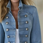 Mia - Women's Military Style Long Denim Jacket