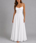 Micah - Women's Sweetheart Neckline Maxi Dress with Gathered Bodice