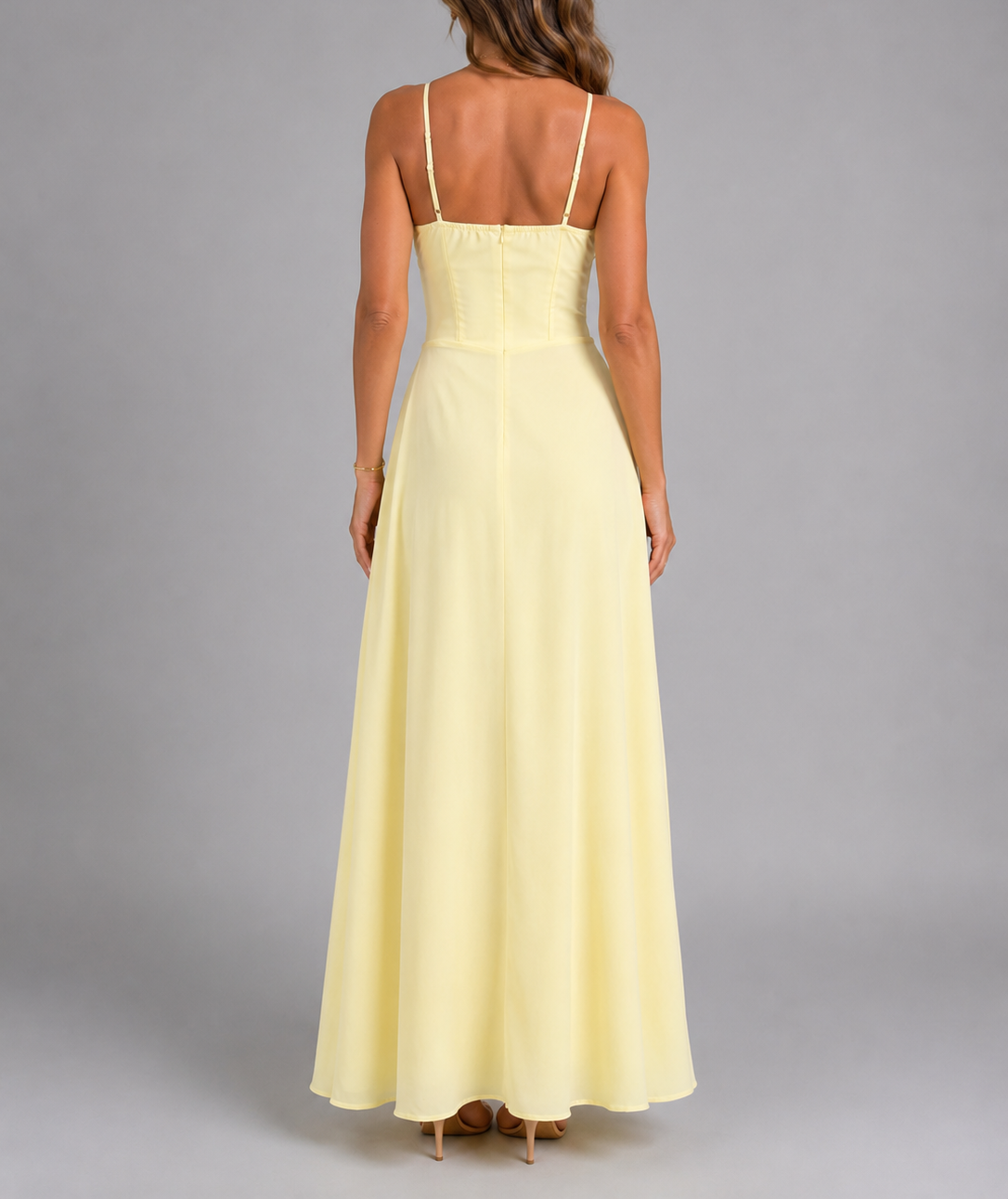 Micah - Women's Sweetheart Neckline Maxi Dress with Gathered Bodice