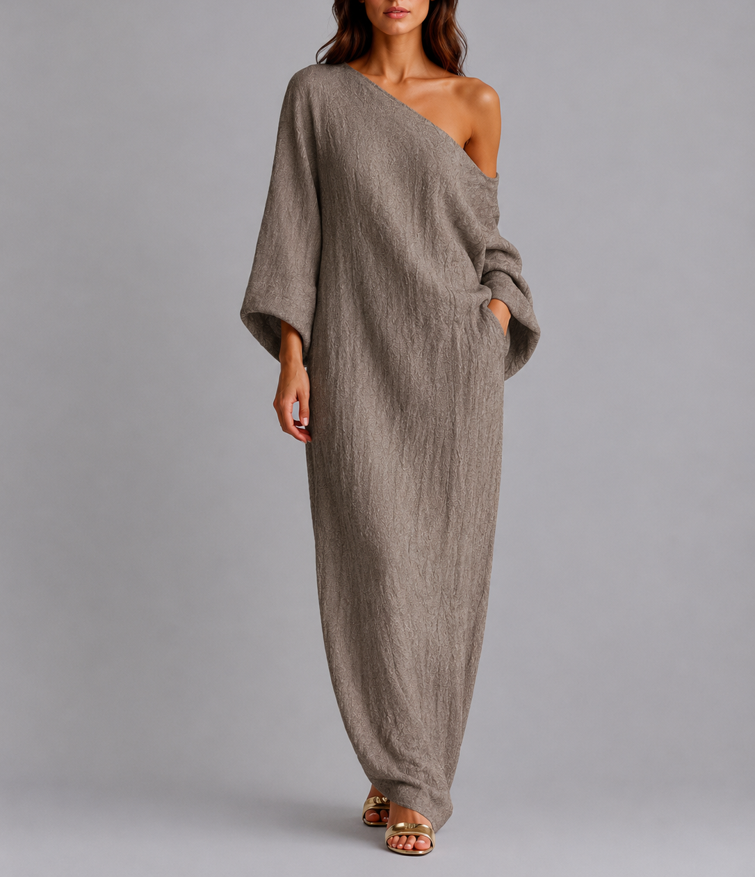 Nora - Women's One-Shoulder Draped Maxi Dress